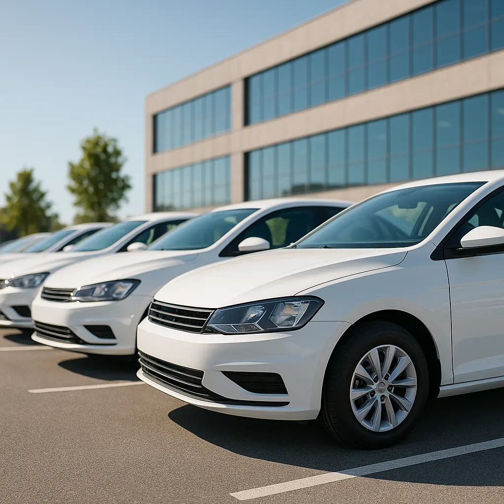 Gepflegte Firmenfahrzeuge nach der Wäsche