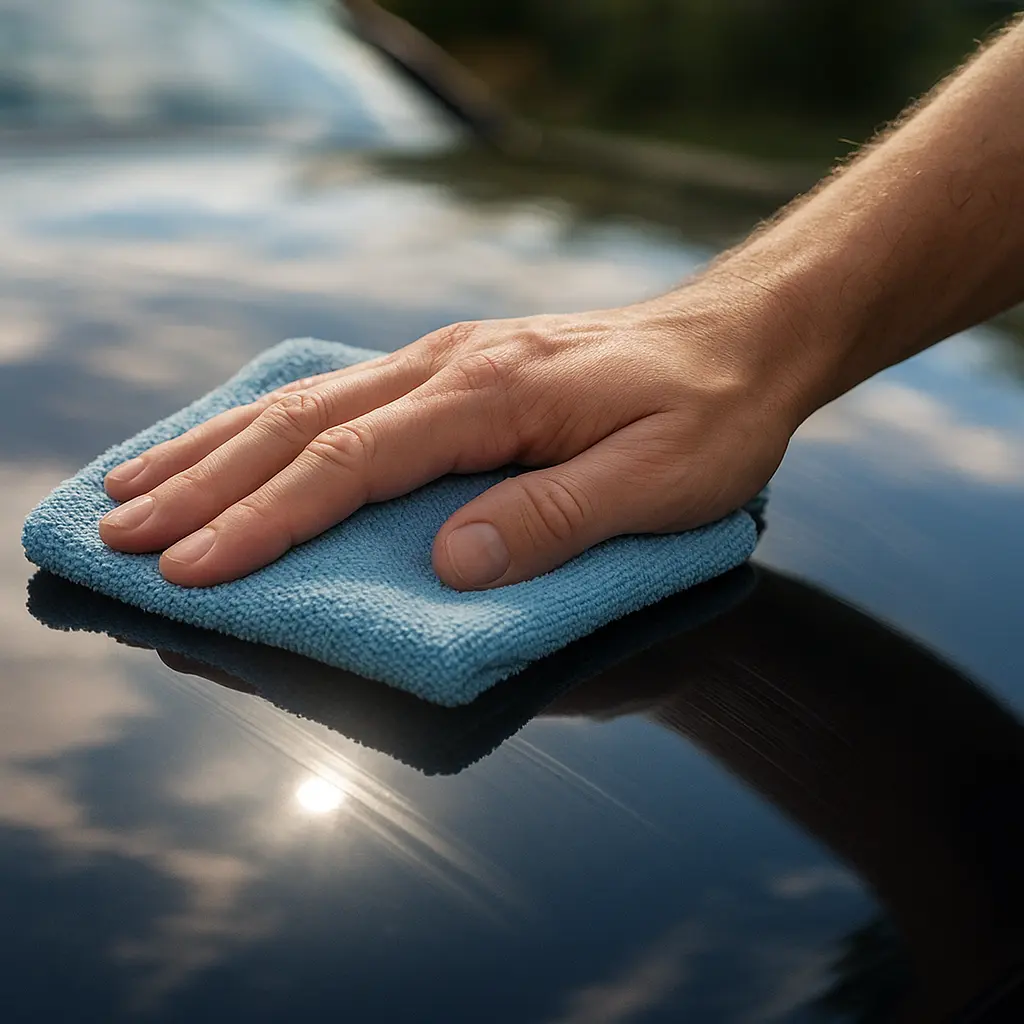 Handpolitur auf Motorhaube